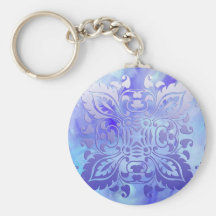 Blue and Lavender Ornate Design Keychains