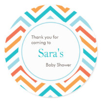 Blue and Orange Chevron Favour Sticker