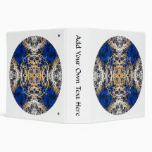 Blue and Orange Intricate Pattern on White Vinyl Binders