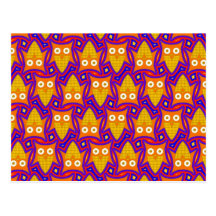 Blue and Orange Owl Pattern Post Cards
