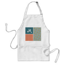 Blue and Orange Retro Pattern Apron