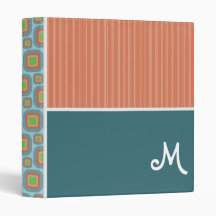 Blue and Orange Retro Pattern Binder