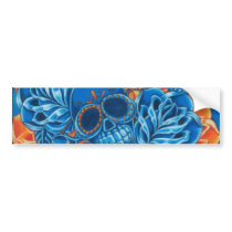 Blue and Orange Skulls Bumper Sticker