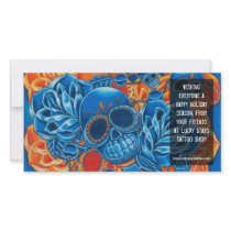 Blue and Orange Skulls Photo Card Template