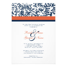 Blue and Orange Wedding Invitation