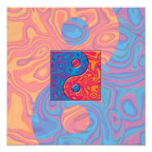 Blue and Orange Yin Yang Symbol Photo