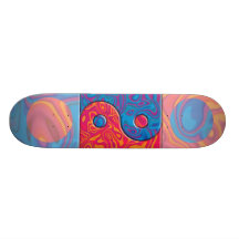Blue and Orange Yin Yang Symbol Skate Board Decks