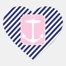 Blue and Pink Anchor Heart Stickers