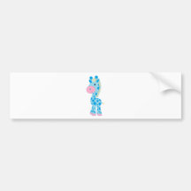 Blue and Pink Cartoon Baby Giraffe Bumper Stickers