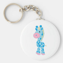 Blue and Pink Cartoon Baby Giraffe Key Chains
