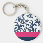 Blue and Pink Floral Pattern Keychains