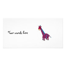 Blue and pink giraffe picture card