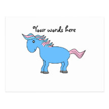 Blue and pink horse postcard