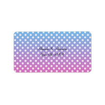 Blue and pink polka dots wedding favours address label