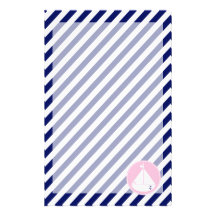Blue and Pink Sailboat Custom Stationery