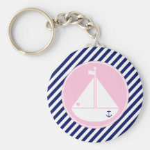 Blue and Pink Sailboat Key Chain