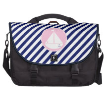 Blue and Pink Sailboat Laptop Computer Bag