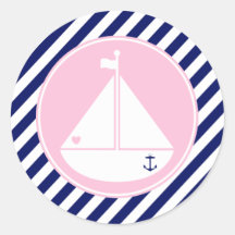 Blue and Pink Sailboat Sticker