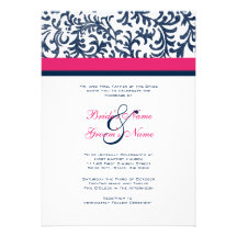 Blue and Pink Wedding Invitation
