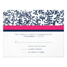 Blue and Pink  Wedding RSVP Announcements