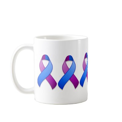 Blue and Purple Awareness Ribbon Mug by jamieco