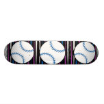 blue and purple baseball design skateboard decks