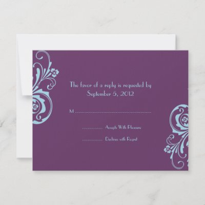 Blue and Purple Chic Wedding RSVP Personalized Invitation by TheBrideShop
