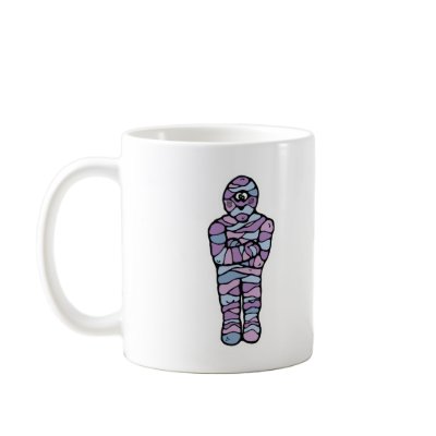 blue and purple goofy mummy mug by halloweenie