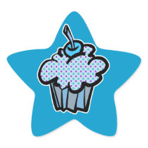 blue and purple polka dots cupcake star stickers