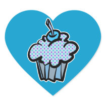 blue and purple polka dots cupcake sticker