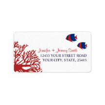Blue and Red Tropcial Beach Address Address Labels