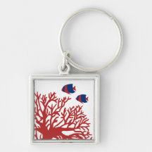 Blue and Red Tropical Angelfish Key Chains