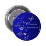 Blue and Silver Butterfly Floral Bridesmaid Pin