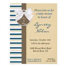 Blue and Tan Boys Baby Shower Invitation