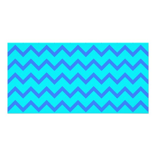 Blue and Teal Zigzag Pattern. Photo Card Template
