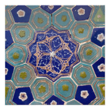 Blue and Turquoise Maiolica Tiles Custom Announcements