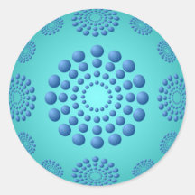 Blue and Turquoise Polka Dot Round Sticker