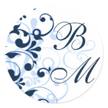 Blue and White Abstract Floral Envelope Seal