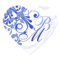 Blue and White Abstract Floral Envelope Seal