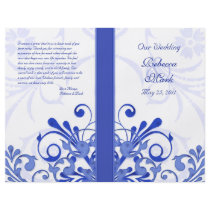 Blue and White Abstract Floral Wedding Program