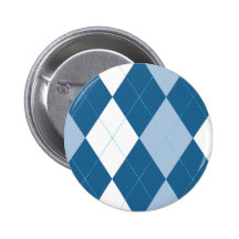 Blue and White Argyle Button
