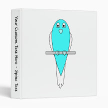 Blue and White Bird. Budgie. 3 Ring Binder