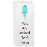 Blue and White Bird. Budgie. Personalized Invitations