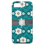 blue and white boho chic flower damask pattern iPhone 5 cover