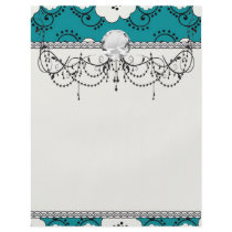 blue and white boho chic flower damask pattern custom flyer