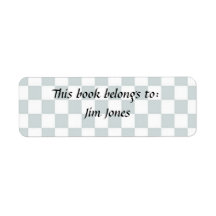 Blue and White Bookplate Label