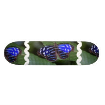 Blue and White Butterfly Skateboard
