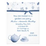 Blue and White Charming Tea Party Invitation