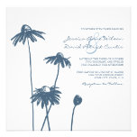 Blue and White Chic Flower Wedding Invitation