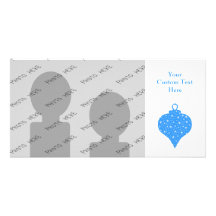 Blue and White Christmas Bauble Design. Photo Greeting Card